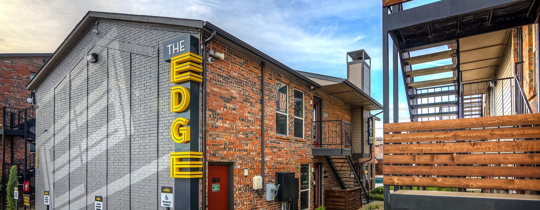 a building with a sign on it