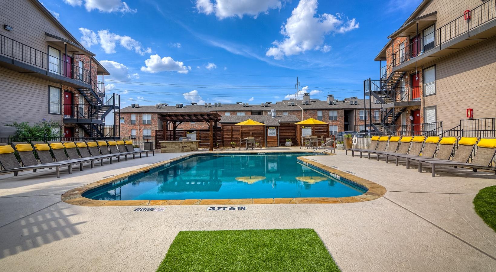 a swimming pool in a courtyard